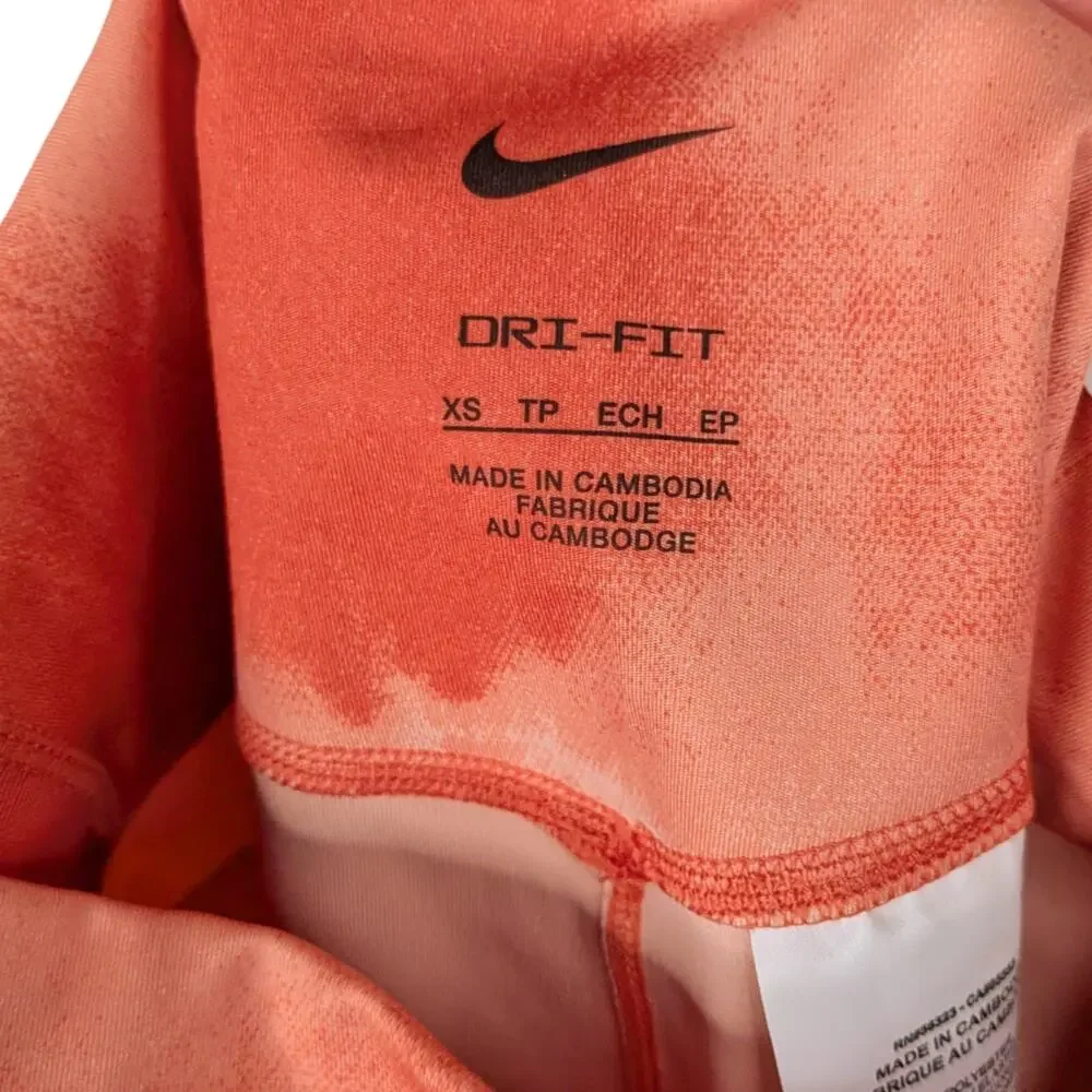 NWT Nike Dri-FIT Orange Tie Dye Mid Rise Training Athletic Running Shorts XS